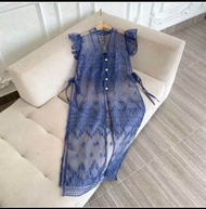 Long Outer Vest Mewah Brokat Long Vest Brukat Outer Lebaran Outer wanita kekinian