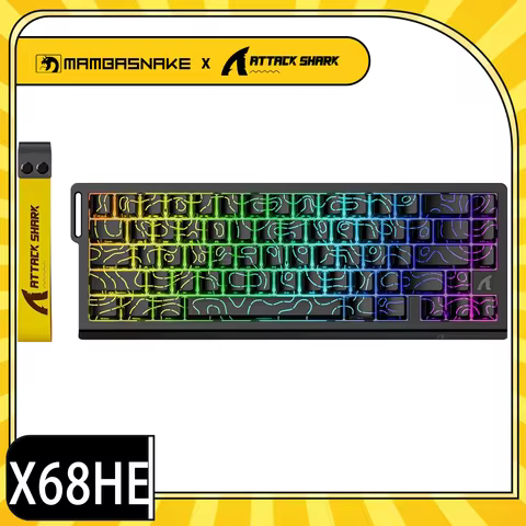 MAMBASNAKE x ATTACK SHARK X68 HE Rapid Trigger Keyboard Magnetic Switch， 60% Wired 8KHz Magnetic Key