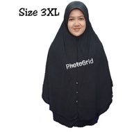 TUDUNG SARUNG LABUH HITAM (2 LAYER)(3XL)