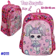 Unicorn Sequin Bag Elementary School Girls' Sequin Backpack Mute School Bag/ with 2 Sequin Images Ba