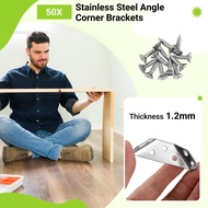 50PCS Stainless Steel Angle Corner Brackets Furniture Corner Connector Brace Joint for Fastener Bedf