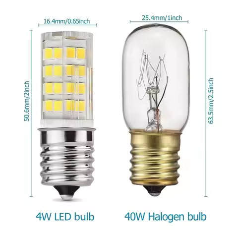 ABFW 2 Pack 4W Dimmable LED E17 Microwave Oven Bulb , Daylight 6000K 40W Halogen Equivalent Light ,C