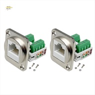 2PCS RJ45 Panel Mount Screw Terminal Adapter, RJ45/8P8C Female Panel Mount Connector, RJ45 Solderles