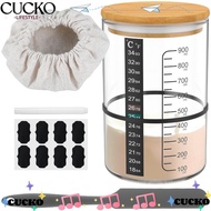 BACKSTR Sourdough Starter Jar Kit, Reusable Wide Mouth Sourdough Starter Container,  Glass Heat Resi