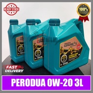 PERODUA FULLY 0W20 3L BEZZA 1.0 AXIA VIVA MYVI 1.0 ENGINE OIL 0W-20 SYNTHETIC 0W 20 NEW GREEN BLUE