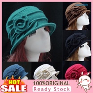 [LM]  Vintage Women Wool Church Cloche Flapper Hat Lady Winter Flower Cap