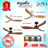 AEROAIR AA120 Ceiling Fan with LED light (WOOD colour design) - DC brushless Motor, Silence mode