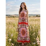 Pink Long Dress Sleeveless Round Neck Length 53 Inches