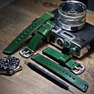 🇭🇰 包郵 🏃‍♂️ 雙面全牛皮錶帶 100%全幅牛皮 19mm 20mm 21mm 22mm 24mm British Green Leather Bands Straps : SEIKO PROS