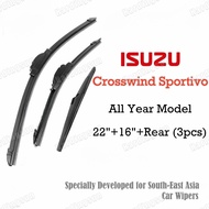 (Front+Rear 3pcs) ISUZU Crosswind Sportivo Wiper Blade Set for All Year Model CW SUV XUV Car Window 