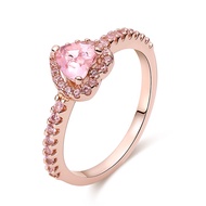 S925 Sterling Silver Pandora New Style Rose Gold Ring Noble Heart Love Pink Ring Ladies Exquisite Je