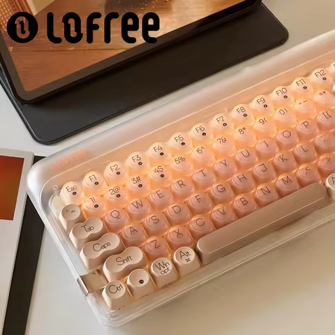 LOFREE Fashion DOT Foundation Mechanical Keyboard with 3 Types Connection for Windows Mac OS/Pink GA