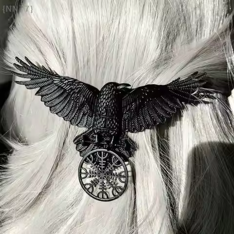1/2 Pcs Halloween Vintage Crow Hair Clip, Gothic Viking Hairpin For Cosplay Party Hair Accessories {