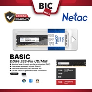 [Authorised Store] Netac RAM Basic DDR4 UDIMM 2666MHz/3200MHz 8GB/16GB/32GB C16/C19/C22 PC Laptop Me
