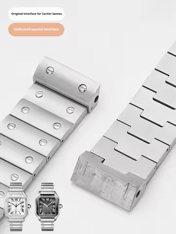 23mm Solid stainless steel watchband for Cartier Santos 100 series Men's High-quality folding clasp 