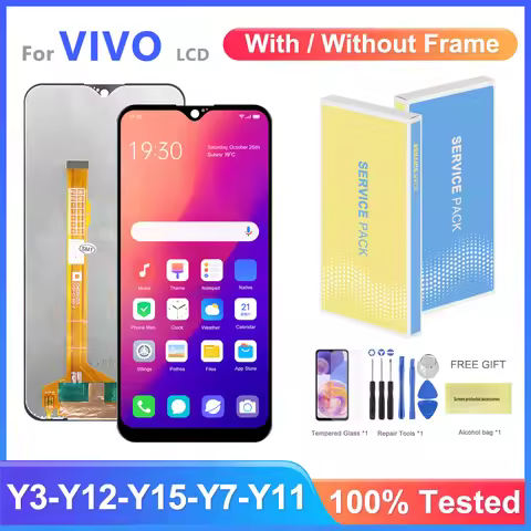 6.35" For Vivo Y11 Y12 Y15 Y17 Y3 LCD Display Touch Screen Digiziter Assembly With Frame for Vivo Y1