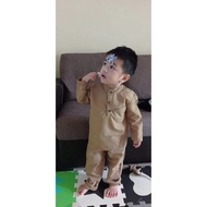 🌺 RAYA 2021 🌺 BROWN BAJU MELAYU JENIS KURTA BUDAK & BABY NUDE KHAKI
