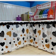 gorden kolong dapur wastafel bawah kompor motif sweet love