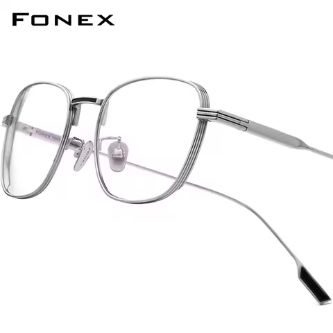 FONEX Titanium Glasses Frame Vintage Eyeglass Frame Men Brand Design Eyewear Square Japanese Ultrali