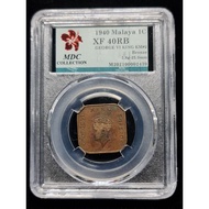 Malaya. 1 Cent. 1940. MDC Graded XF 40 RB
