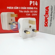 British Standard Square 3-Pin Power Plug BS1363 P14 SOPOKA