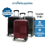 (STOCK IN SG)  Travel Supplies World Polo Lightweight Expandable Suitcase Luggage Trolley Bag 20 24 28 inch with Spinner Wheels and Lock 1 Year Warranty And 3 Working Days Delivery