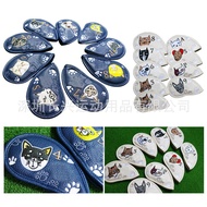 Penutup Besi Golf Pu Kartun Comel Pelbagai Warna Pilihan Penutup Kelab Golf Set 9 keping Pelindung K