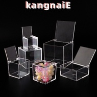 KANGNAI Acrylic Box, Square Cube Transparent   Cube Box, Multiple Uses Stackable Design With Lids St
