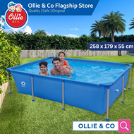 Jilong Steel Frame Swimming Pool Above Ground Swimming Pool, Easy Set Up Metal Frame Swimming Pool 258 x 179 x 55 cm, Outdoor Swimming Pool, Scaffolding Outdoor Non-Inflatable Folding Pool