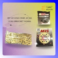 SET 415 GOLD CHAIN 415-122 GOLD SPROCKET YAMAHA HOT SELLER MOTOR SHOP