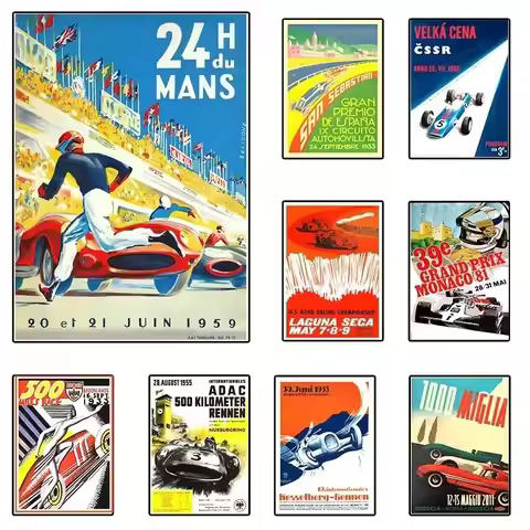 F1 24H Heures Du Mans Canvas Painting Formula Grand Track Edition Race Car Wall Art Prints Aesthetic