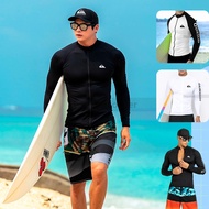 A7 (Not Shorts) Men's Swimwear Long Sleeve Rashguard 4-way Stretch Rash Guard Snug Fit Surf Shirt Zi