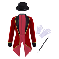 【TI hot】 Girls Boys Circus Ringmaster Magician Showman Carnival Cosplay Costume Set Long Sleeve Lape