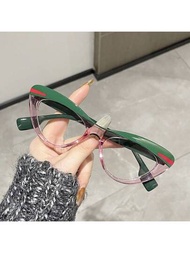 時尚眼鏡貓眼女士時尚眼鏡框塑料眼鏡女士透明圓形眼鏡抗藍光新款