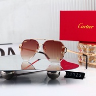 New Cartier Frameless Cut Edge Toad Glasses Fashion Double-Beam Metal Luxury Sunglasses Sunglasses W