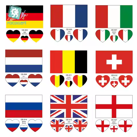 Latest Europe flag face sticker Germany France Italy Belgium England Scotland Netherlands Sweden nat