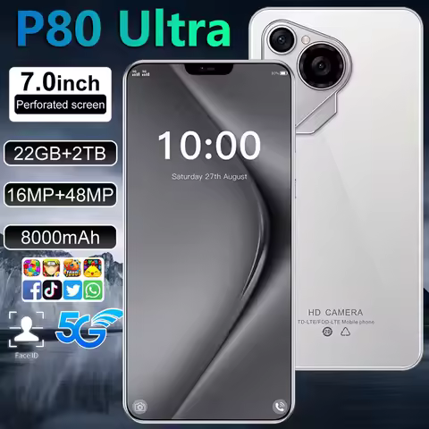 HOT New Tablet LCD 7.0 inch HD For P80 Ultra Android 22GB+2TB 8000mAh Battery 4G 5G Dual Card WiFi G