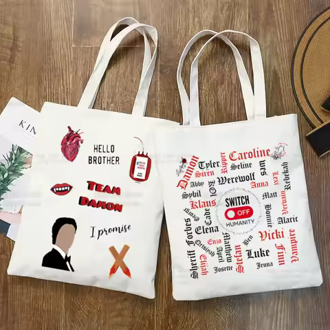 Damon Salvatore The Vampire Diaries Shopping Bag Bolsas De Tela Grocery Shopper Ian Somerhalder Shop