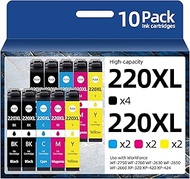 hehua 220XL Ink Cartridges Combo Pack (10 Pack) Remanufactured Replacement for Epson 220XL 220 Ink C