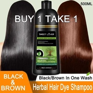 500Ml Black/Brown Hair Shampoo Herbal Dye Color In 5 Cb5