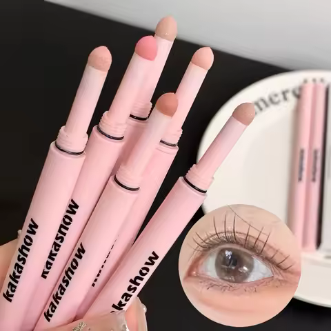 Half moon shaped double headed sleeping silkworm silk eyeliner pen, diamond glitter matte Aegyosal p