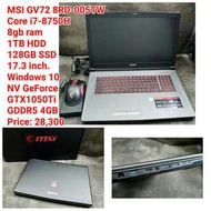 MSI GV72 8RD-005TWCore i7-8750H8gb ram 1TB HDD