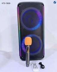 ลำโพงบลูทูธ KTS-1909 ดอก8นิ้ว2ดอก (60W+15W) ปรับวอลลุ่มไมค์ได้ AUX/TF/USB/ECHO/BASS แถมไมค์ลอย+รีโมท