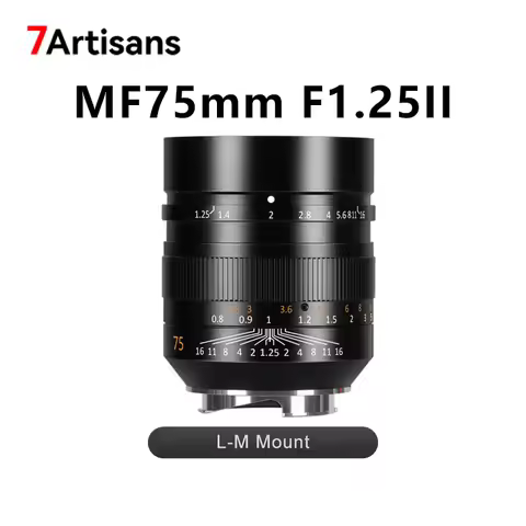 7artisans 75mm F1.25II Manual Focus Large Aperture Rangefinder Camera Lens for Leica M Mount for Lei