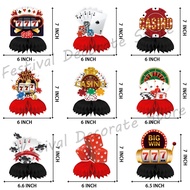 9Pcs Casino Party Red Black Honeycomb Centerpieces Vegas Birthday Party Table Toppers Game Night Par