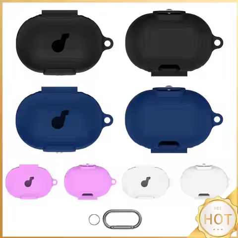 Portable Earphone Shell Silicone Earphone Protective Sleeve Shockproof with Carabiner for Anker Soun