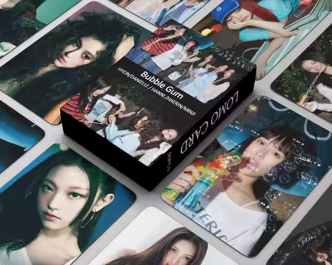 55pcs/set Idol Girl Group New Album Bubble Gum Lomo Cards MINJI Hanni DanieIIe Hyein Haerin Photocar