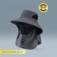 Sun hat with UV protection mask, wide-brimmed summer sun hat UV Hat UV Protection Hat