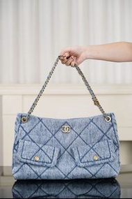 Chanel 25k hobo shopping bag 淺藍牛仔購物袋