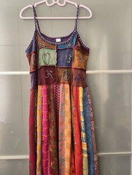 印度尼泊爾民族風彩色拼接圖案吊帶連身裙 長裙 Indian style colourful pattern long dress made in Nepal